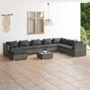 vidaXL Salon de jardin 9 pcs avec coussins R&eacute;sine tress&eacute;e Gris