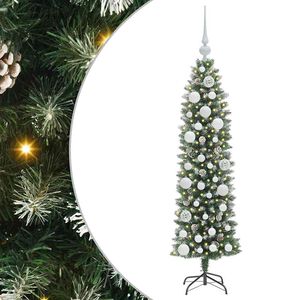 vidaXL Arbre de No&euml;l artificiel slim avec 150 LED Vert et blanc 120 cm
