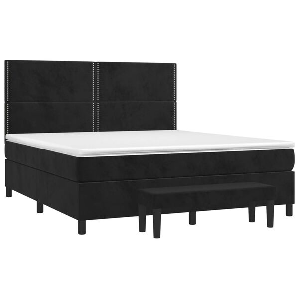 vidaXL Sommier &agrave; lattes de lit avec matelas Noir 180x200 cm Velours