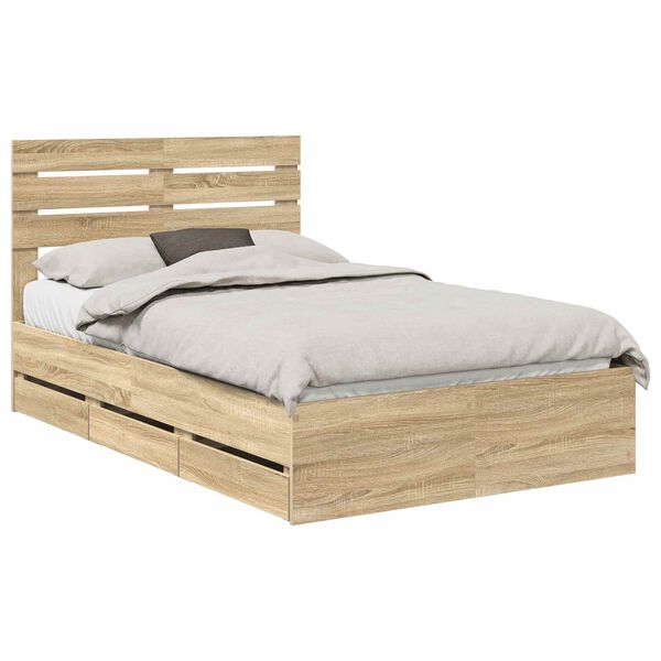 vidaXL Cadre de lit Ch&ecirc;ne Sonoma 120 x 190 cm Bois Ing&eacute;nierie