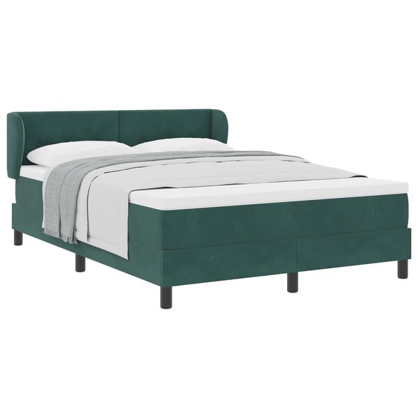 vidaXL Lit &agrave; ressorts avec matelas Vert fonc&eacute; 160 x 200 cm Velours
