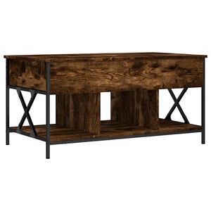 vidaXL Table basse ch&ecirc;ne fum&eacute; 100x55x50 cm bois d'ing&eacute;nierie et m&eacute;tal