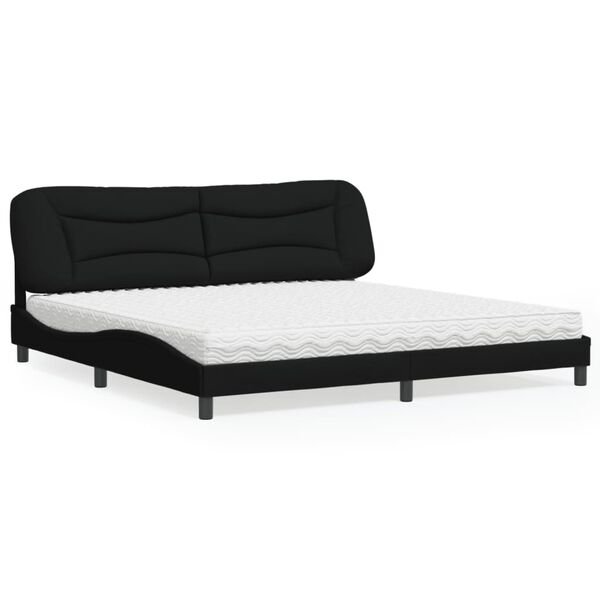 vidaXL Lit avec matelas Hvar noir 200x200 cm tissu