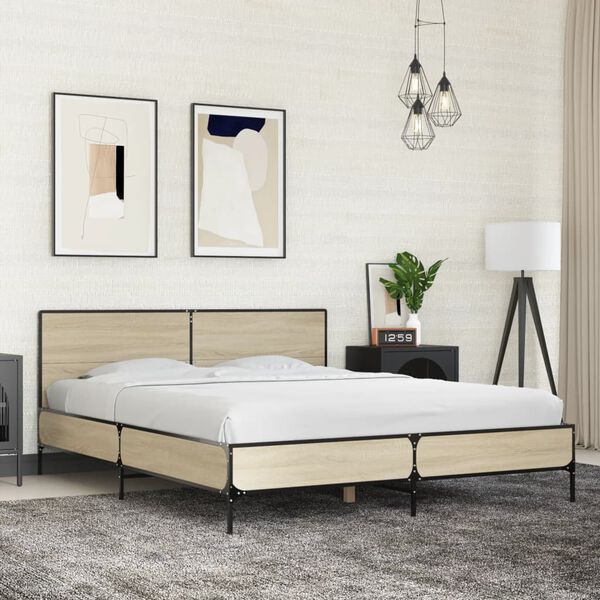 vidaXL Cadre de lit sans matelas ch&ecirc;ne sonoma 150x200 cm