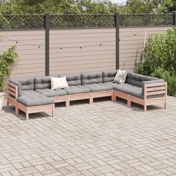 vidaXL Salon de jardin 8 pcs avec coussins sapin douglas solide