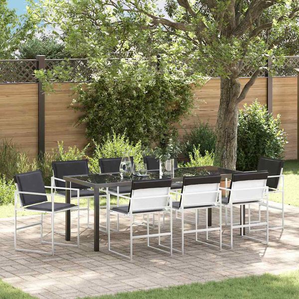 vidaXL Ensemble de salle &agrave; manger pour jardin 9 pcs Blanc