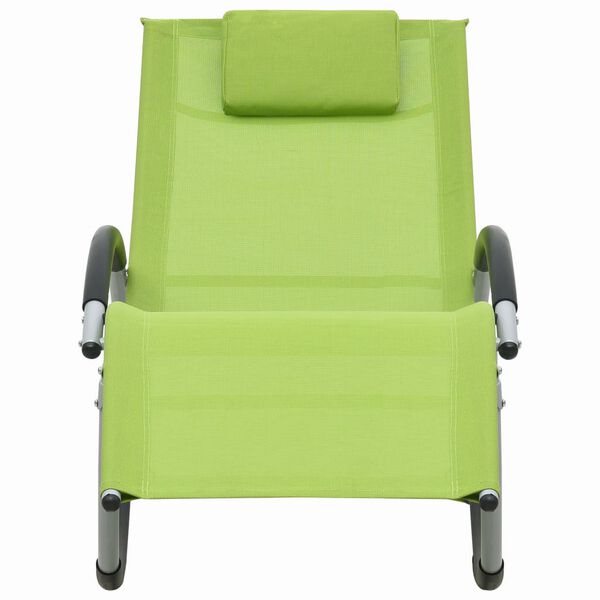 vidaXL Chaise longue avec oreiller Vert Textil&egrave;ne