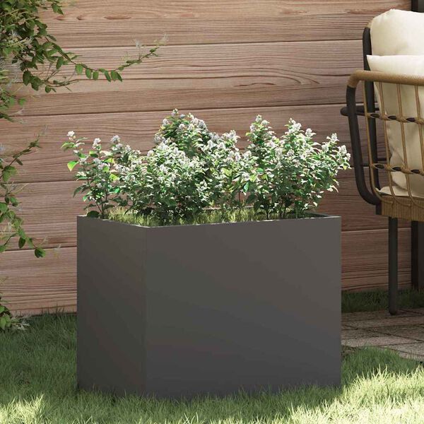 vidaXL Cache-pot de jardin Noir 50 x 32 x 40 cm Acier lamin&eacute; &agrave; froid