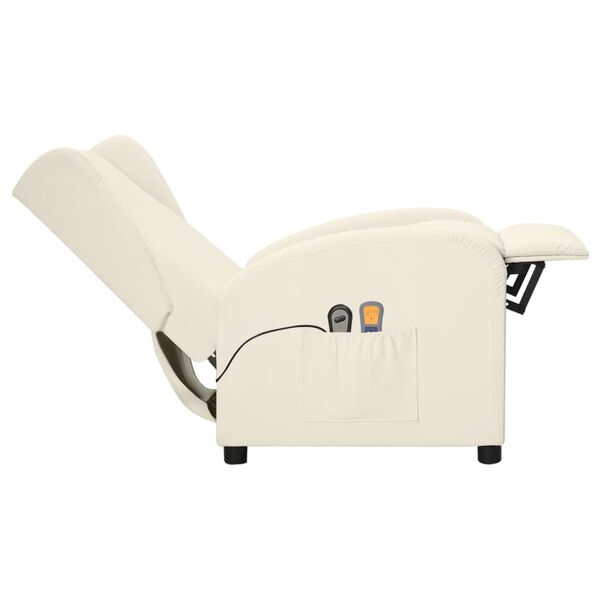 vidaXL Fauteuil de massage électrique à oreilles Crème Similicuir