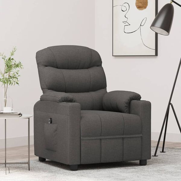 vidaXL Fauteuil inclinable &eacute;lectrique Gris fonc&eacute; Tissu