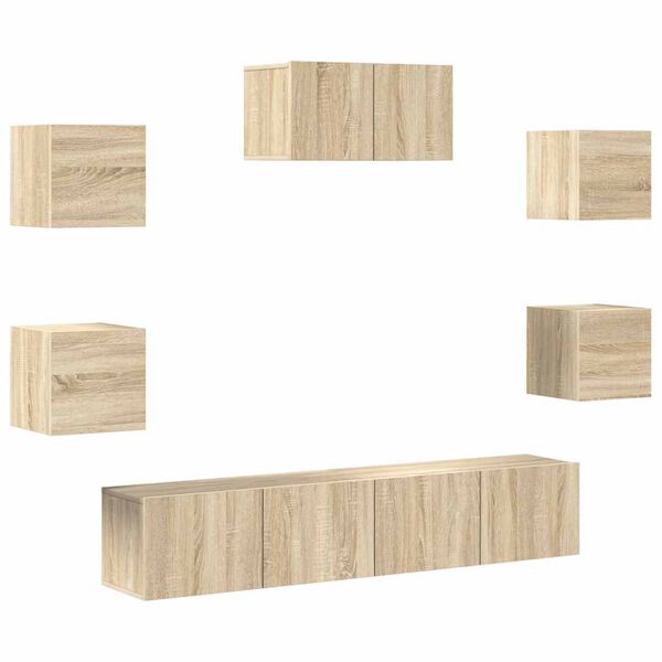 vidaXL Ensemble de meubles TV 7 pcs Ch&ecirc;ne sonoma Bois d'ing&eacute;nierie