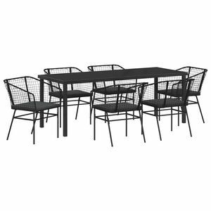 vidaXL Ensemble de salle &agrave; manger pour jardin 7 pcs Noir polyrotin