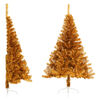 vidaXL Demi sapin de No&euml;l artificiel avec support dor&eacute; 150 cm PET