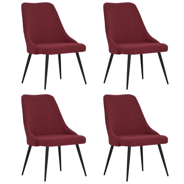 vidaXL Chaises &agrave; manger lot de 4 rouge bordeaux tissu