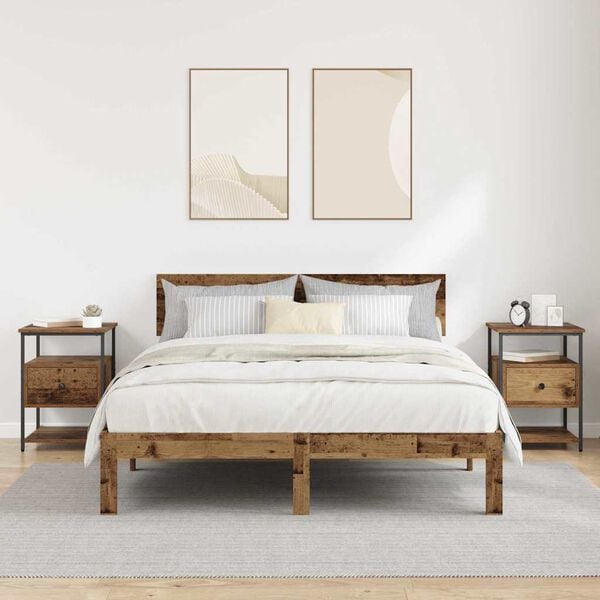 vidaXL Cabinet de chevet avec tiroir 2 pcs Bois ancien 40 x 42 x 56 cm