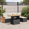 vidaXL Salon de jardin 6 pcs avec coussins noir r&eacute;sine tress&eacute;e acacia