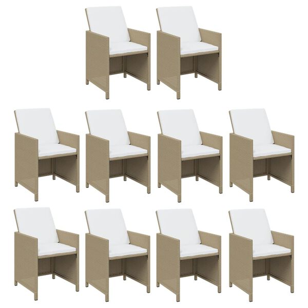 vidaXL Ensemble &agrave; manger de jardin coussins 11pcs R&eacute;sine tress&eacute;e Beige