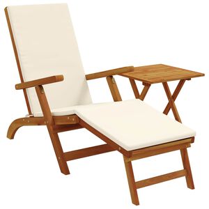 vidaXL Chaise longue d'ext&eacute;rieur repose-pieds et table Acacia solide
