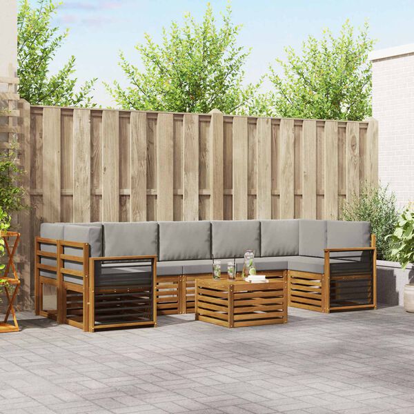 vidaXL Ensembles de canap&eacute;s avec coussin 8 pcs Gris Naturel et Clair