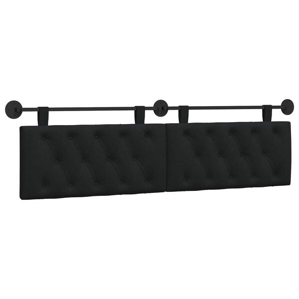 vidaXL T&ecirc;te de lit suspendue Montage mural Noir 190 x 55 x 7 cm tissu
