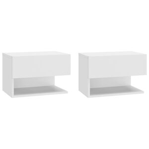 vidaXL Tables de chevet murales 2 pcs Blanc