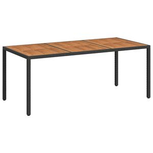 vidaXL Table de jardin 190x90x75 cm R&eacute;sine tress&eacute;e et bois acacia Noir