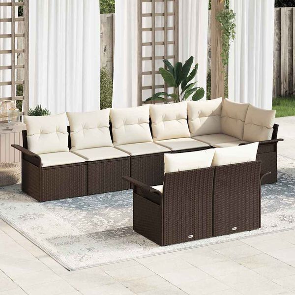 vidaXL Ensemble de canap&eacute; de jardin 8 pcs Marron polyrotin