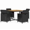 vidaXL Ensemble &agrave; d&icirc;ner de jardin avec coussins 5 pcs poly rotin noir
