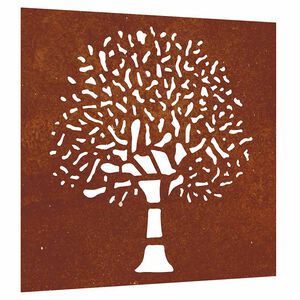 vidaXL D&eacute;coration murale jardin 55x55 cm acier corten design d'arbre