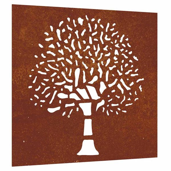 vidaXL D&eacute;coration murale jardin 55x55 cm acier corten design d'arbre