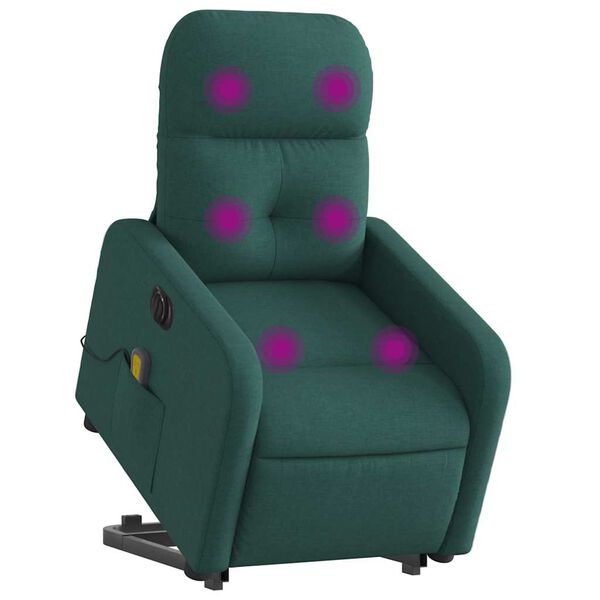 vidaXL Fauteuil inclinable de massage &eacute;lectrique Vert fonc&eacute; Tissu
