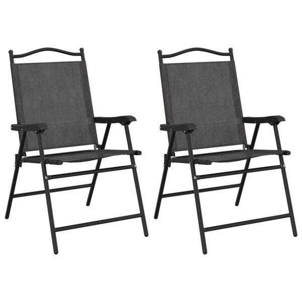 vidaXL Chaises de jardin pliables lot de 2 en acier et textil&egrave;ne