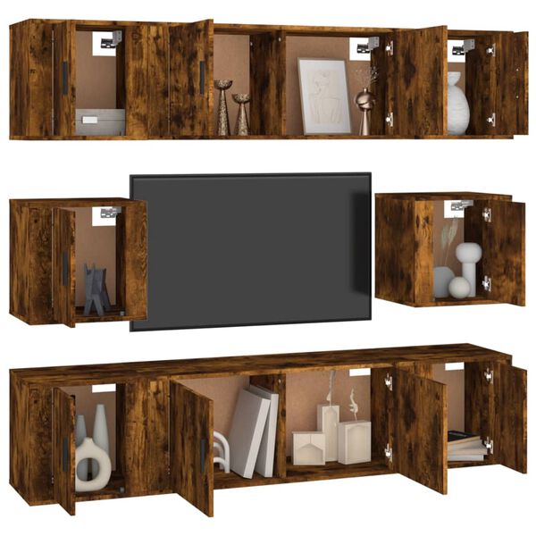 vidaXL Ensemble de meubles TV 8 pcs Chêne fumé Bois d'ingénierie
