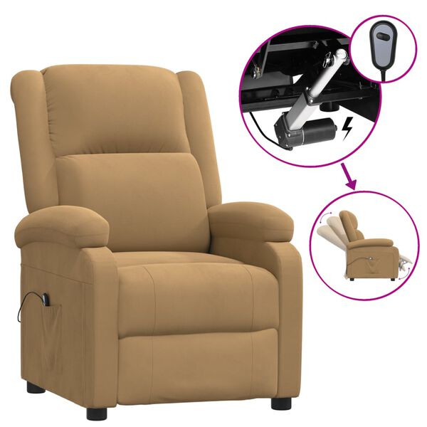 vidaXL Fauteuil inclinable &eacute;lectrique Marron Velours