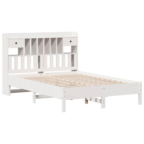 vidaXL Lit biblioth&egrave;que sans matelas blanc 150x200 cm bois pin massif