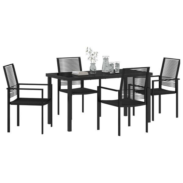 vidaXL Ensemble de salle &agrave; manger pour jardin 5 pcs Noir