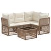 vidaXL Ensemble de canap&eacute; de jardin 5 pc Beige polyrotin