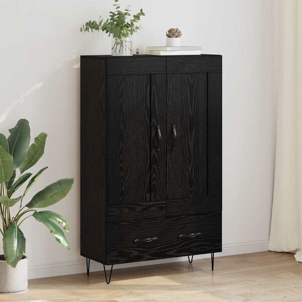 vidaXL Haut Armoire Ch&ecirc;ne noir 69,5 x 31 x 115 cm Bois d'ing&eacute;nierie