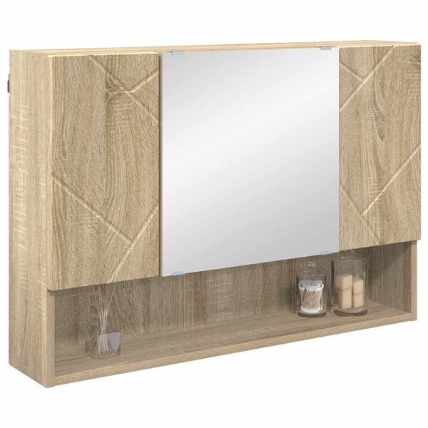 vidaXL Armoire Miroir Ch&ecirc;ne Sonoma 80 x 17 x 55 cm Bois d'ing&eacute;nierie