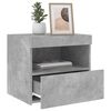 vidaXL Table de chevet avec lumières LED gris béton 50x40x45 cm