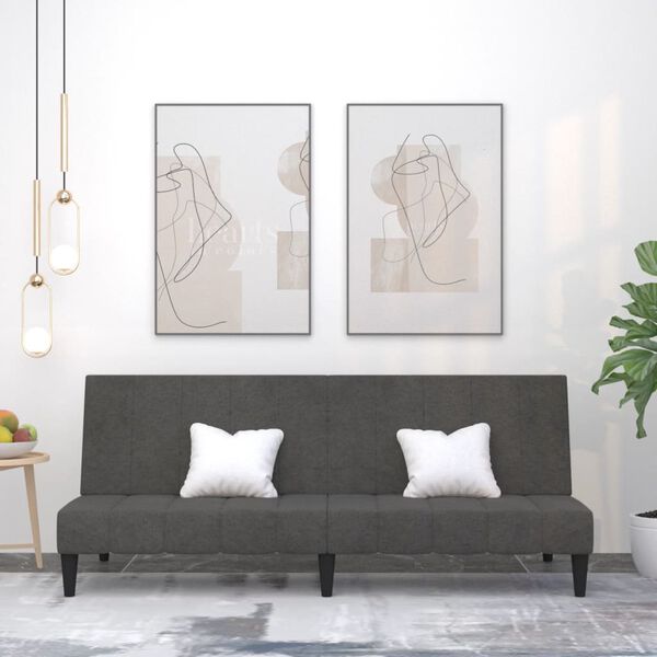 vidaXL Canap&eacute;-lit &agrave; 2 places Gris fonc&eacute; Tissu microfibre