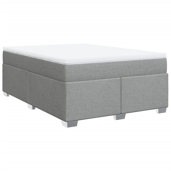 vidaXL Sommier &agrave; lattes de lit avec matelas Gris clair 140x190cm Tissu
