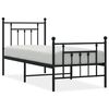 vidaXL Cadre de lit m&eacute;tal sans matelas avec pied de lit noir 75x190 cm