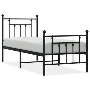 vidaXL Cadre de lit m&eacute;tal sans matelas avec pied de lit noir 75x190 cm