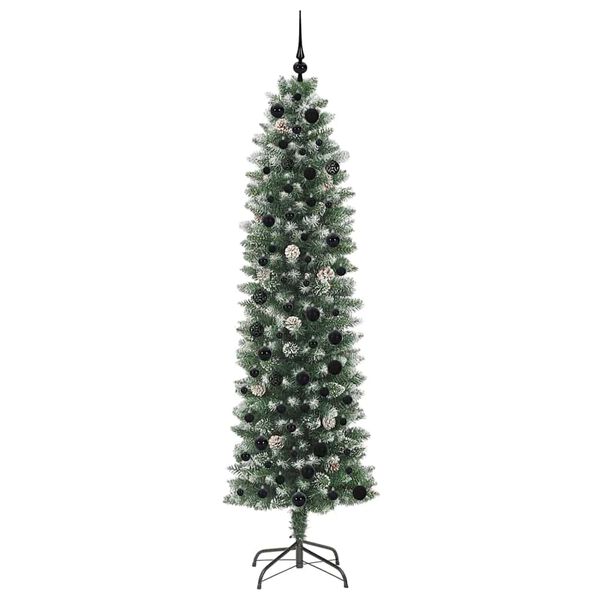 vidaXL Arbre de No&euml;l artificiel slim avec 300 LED Vert et blanc 210 cm