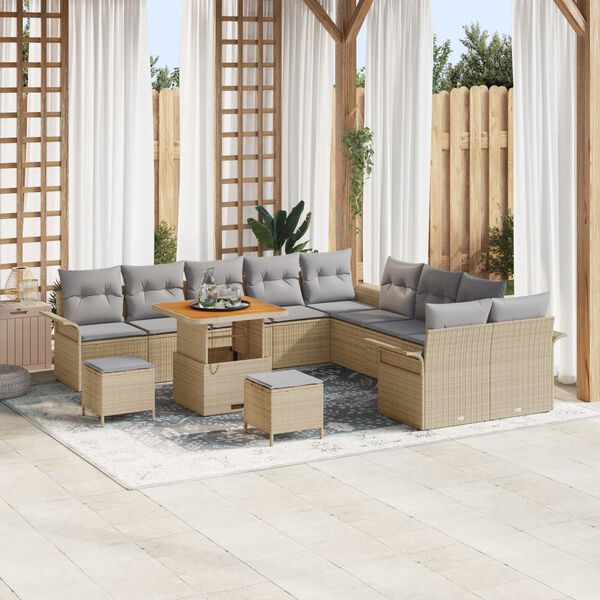 vidaXL Ensemble de canap&eacute; de jardin 13 pcs Beige et Gris clair