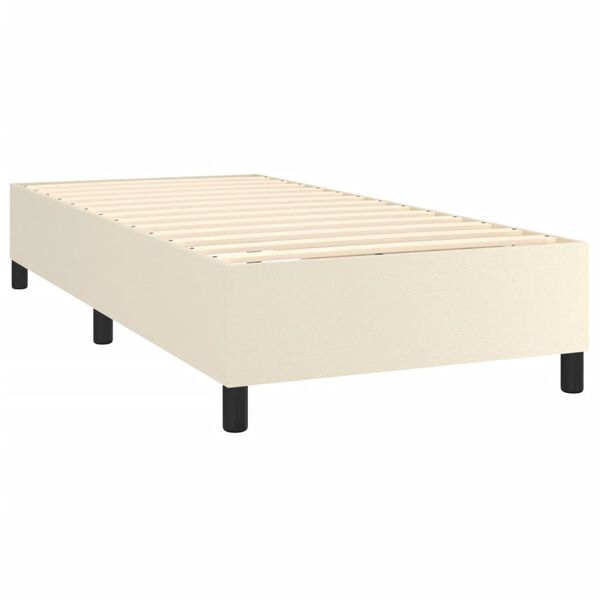 vidaXL Sommier &agrave; lattes de lit avec matelas Cr&egrave;me 90x190 cm Similicuir