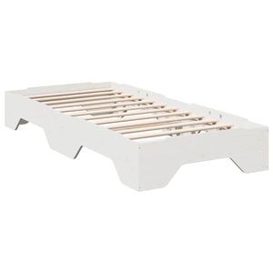 vidaXL Cadre de lit sans matelas empilable blanc 100x200cm bois massif