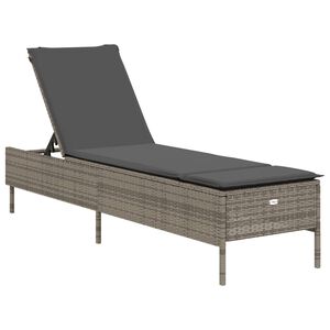 vidaXL Chaise longue avec coussin gris r&eacute;sine tress&eacute;e