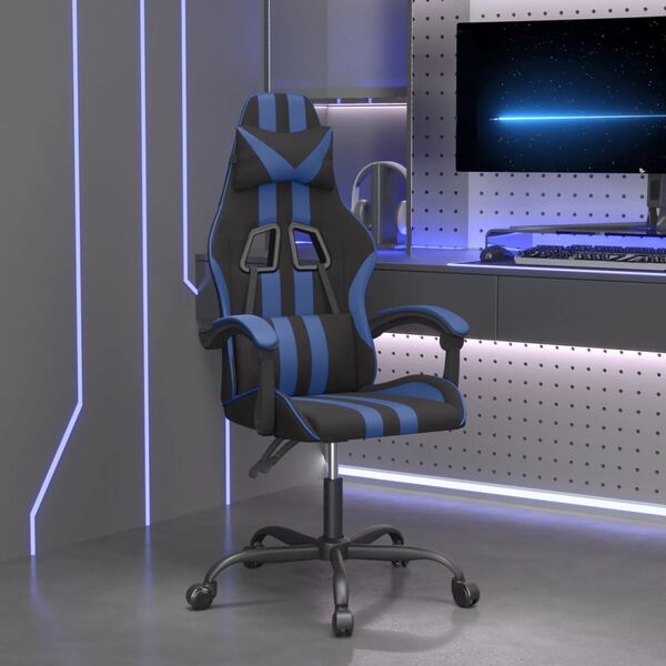 vidaXL Chaise de jeu Noir et bleu Similicuir